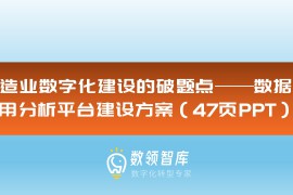 制造业数字化建设的破题点——数据应用分析平台建设方案（47页PPT）